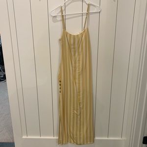 Yellow Striped Midi Dress